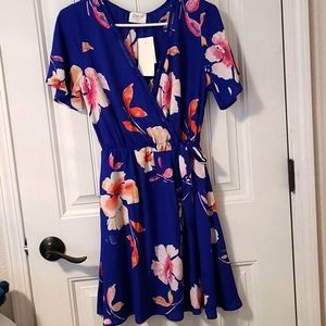 Floral faux wrap dress